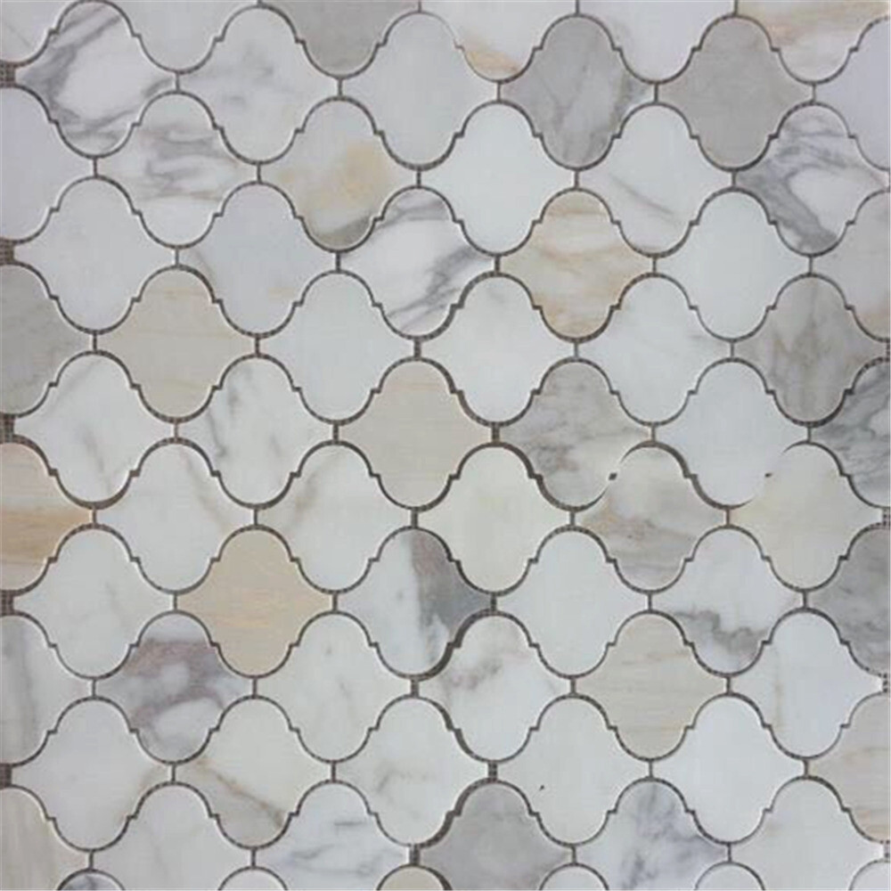 G893XH Calacatta Gold Calcutta Marble Arabesque Lantern Baroque Tile Honed