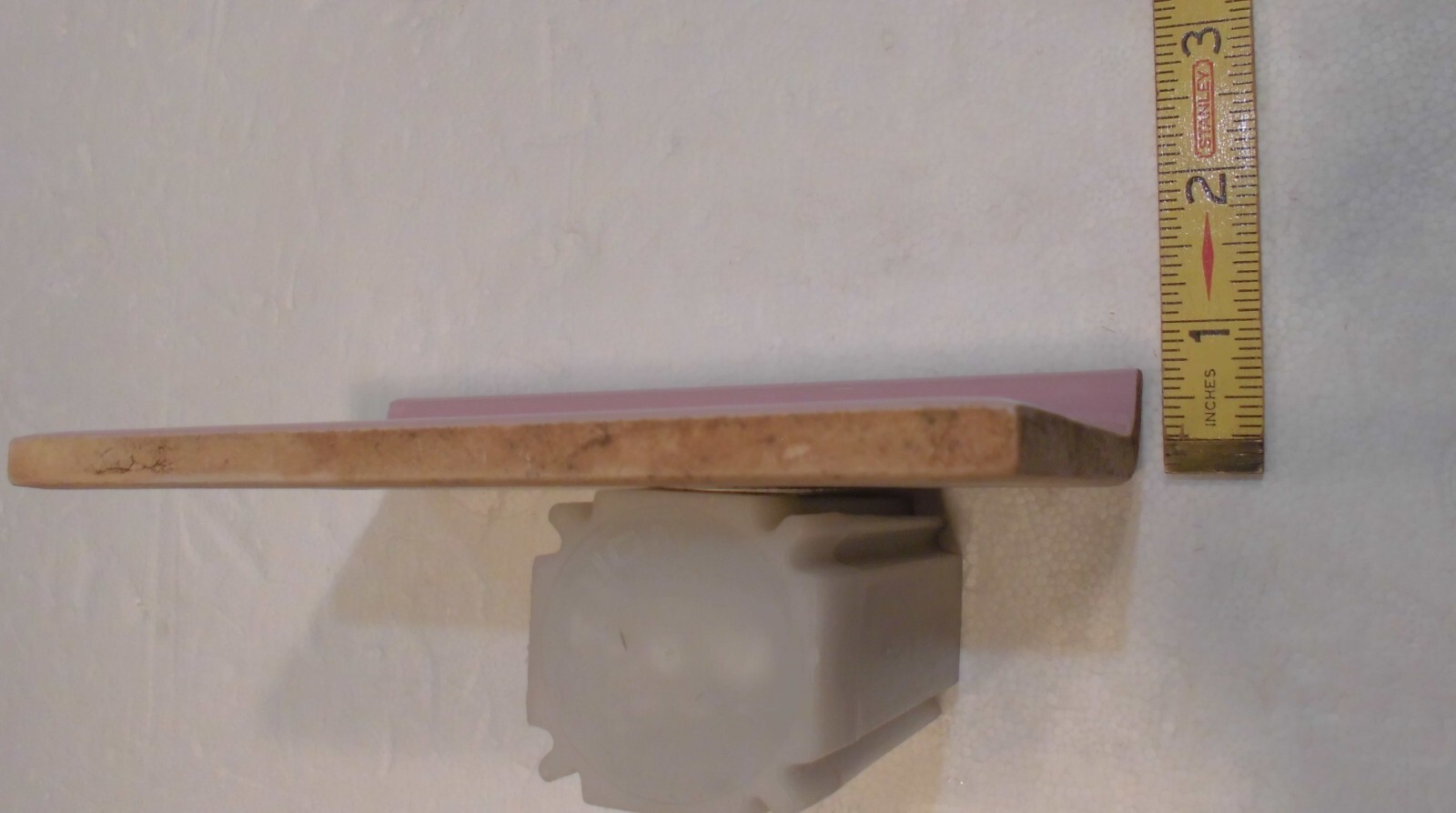 1 pc. Shell Pink: 4” X 6” Glossy Ceramic Cove Base Tile by Mid-State: Flat Top