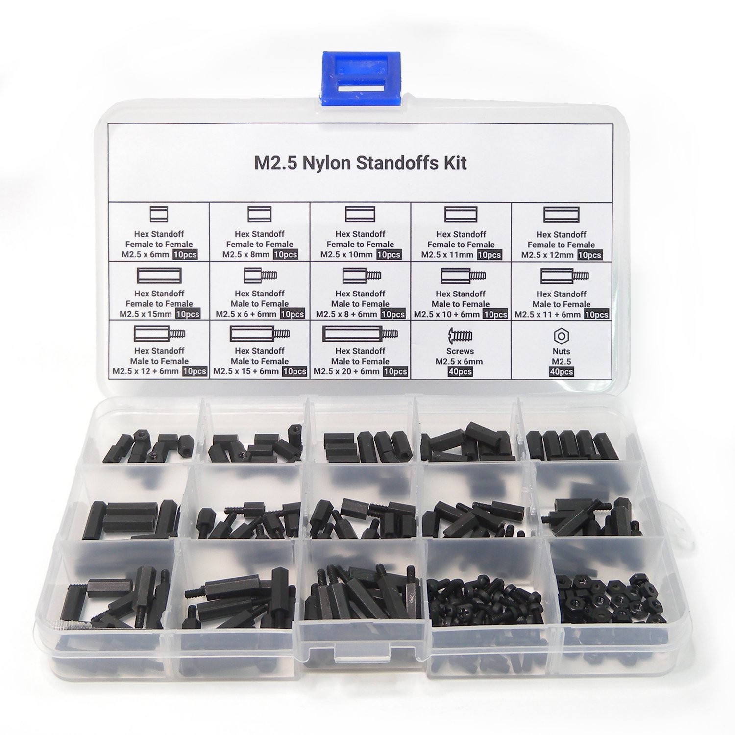 MakerSpot Raspberry Pi Nylon Standoff Kit M2.5 Screws One Size,