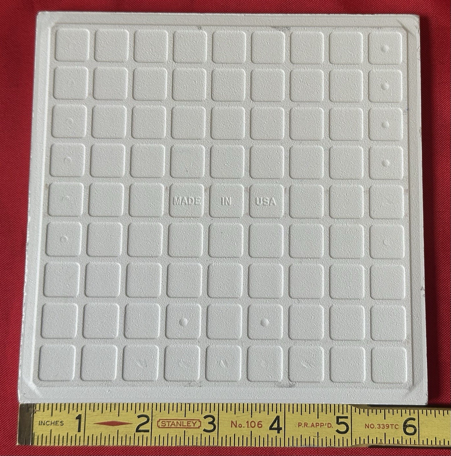 1 pc. Off-White + Dark Swirls: 6-1/8″ Square, Matte Ceramic Tile by Florida, NEW