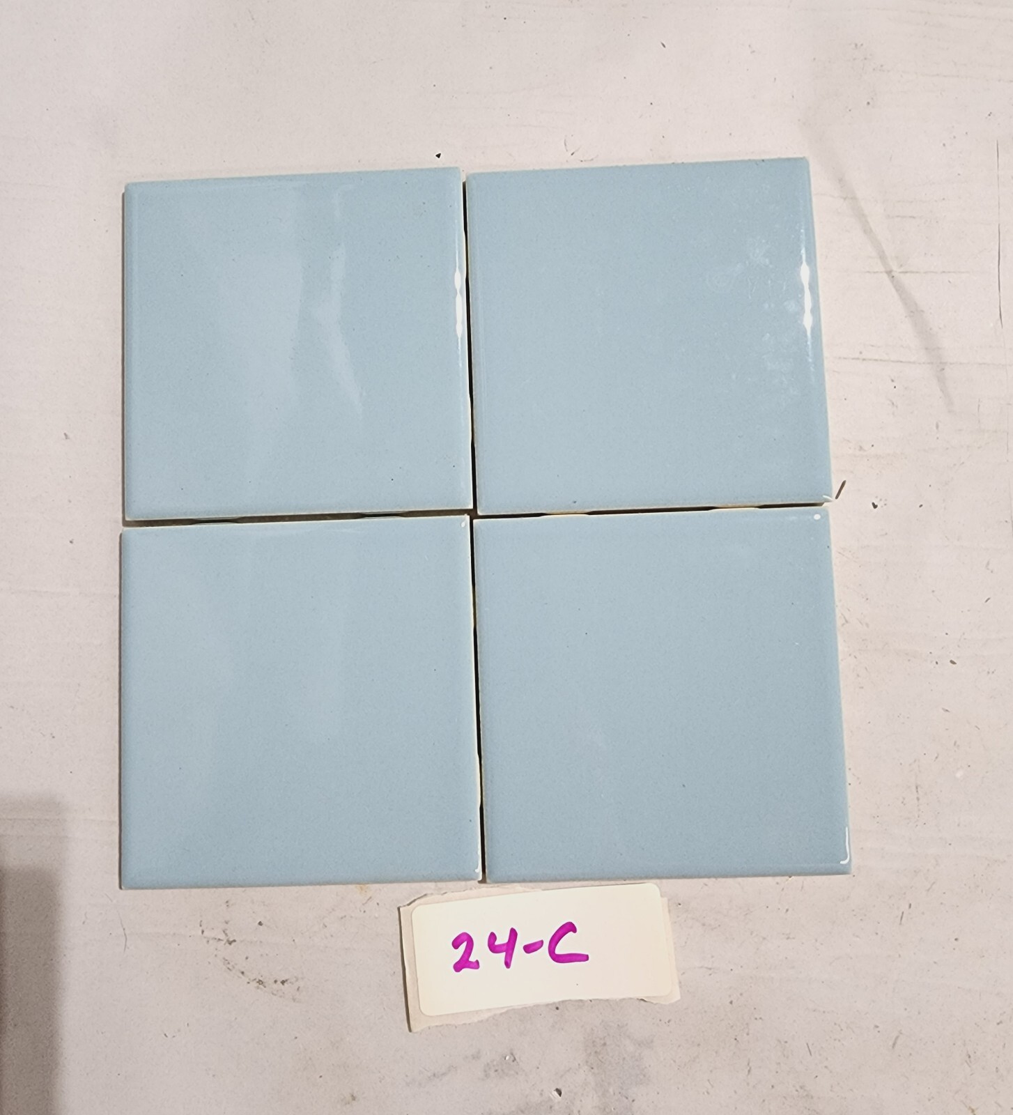 Lot of 4- Vintage Mid-State 4″ x 4″ Ceramic Tile Denim Blue
