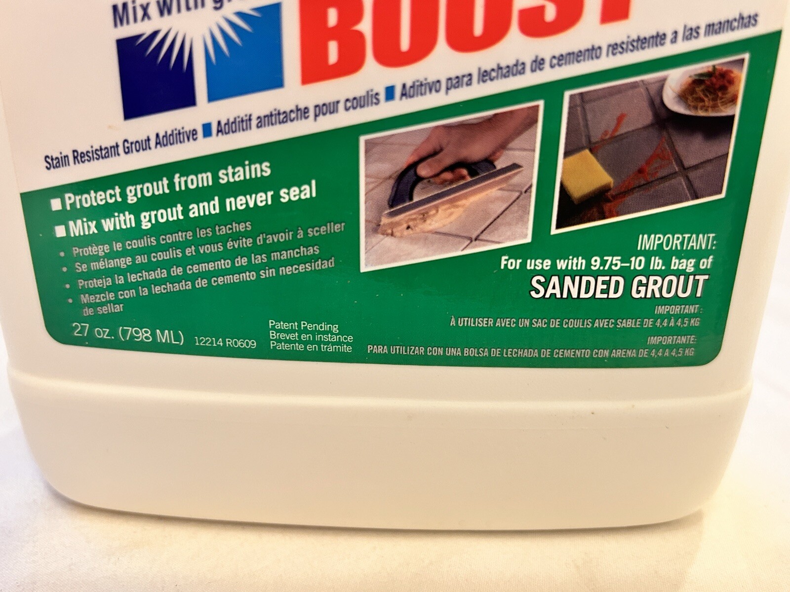 Stain-Proof Additive For Sanded & Unsanded Grout – ‘Grout Boost’ 27fl oz