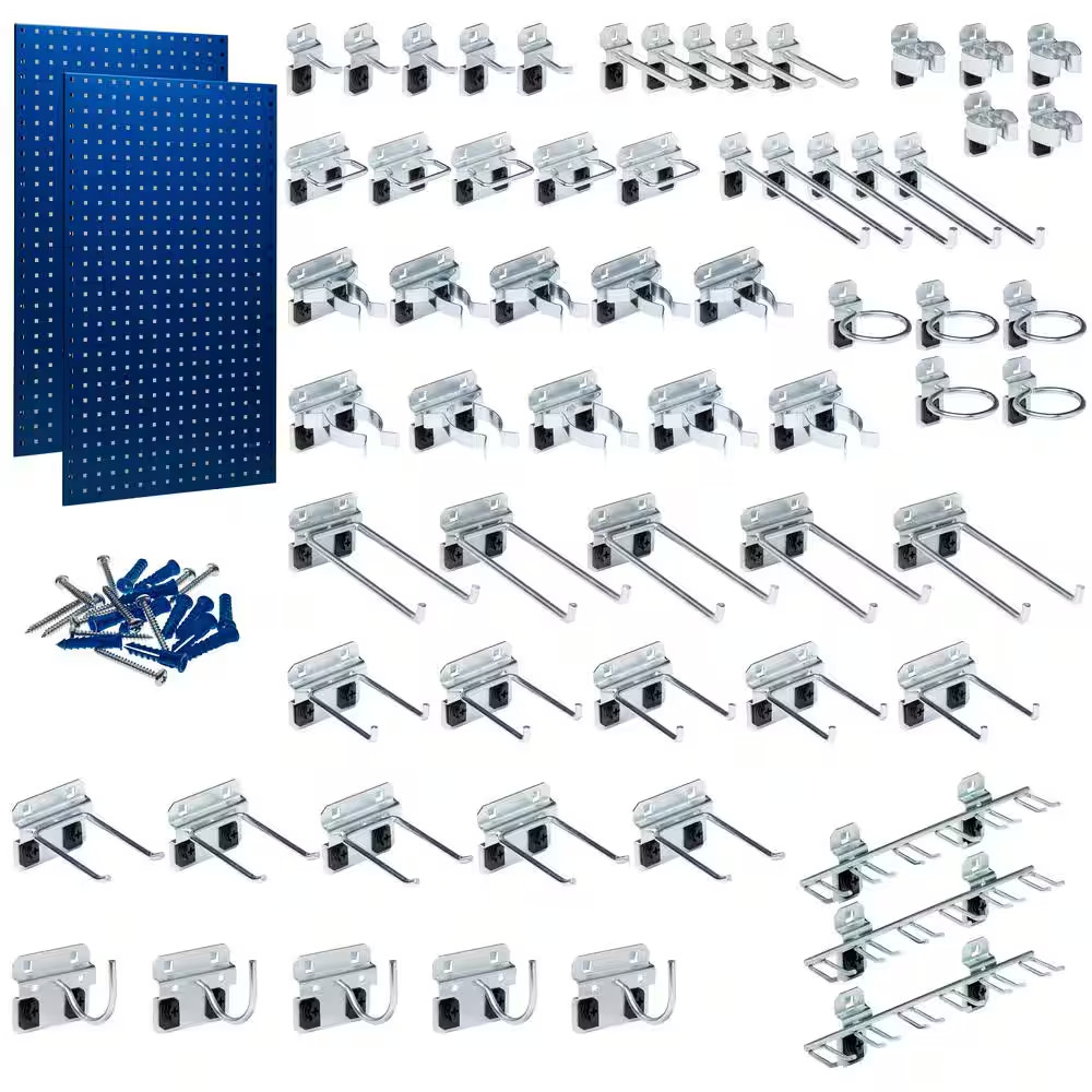 24 In. W X 42 In. H X 9/16 In. D Blue Epoxy, 18-Gauge Steel Square Hole Pegboard
