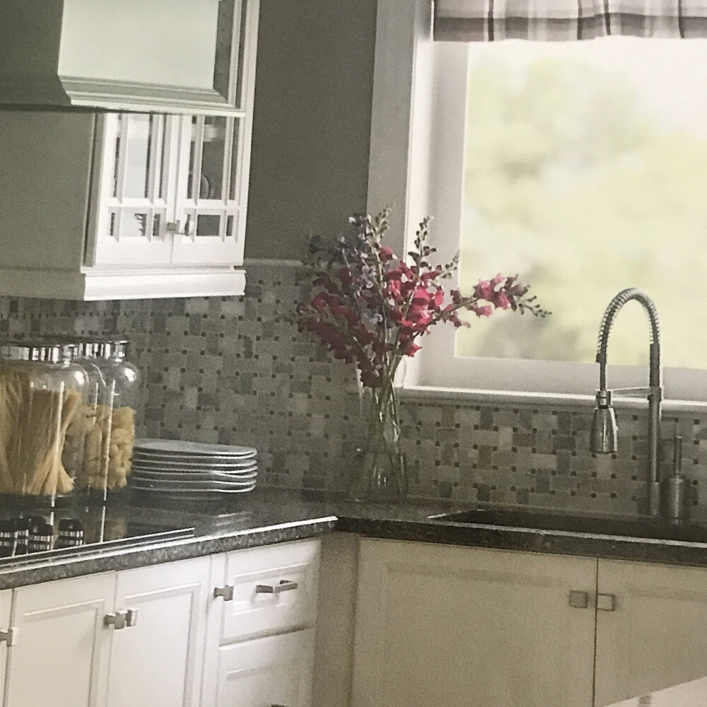 C653XP Carrara Venato Marble 1×2 Basketweave Mosaic Tile Gray Dots Polished