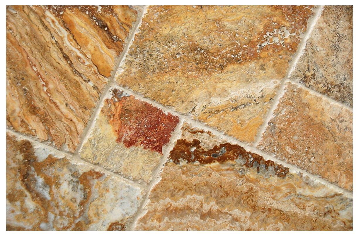 Scabos Travertine ROMAN / MIDI Versailles Pattern Tiles, Brushed and Chiseled