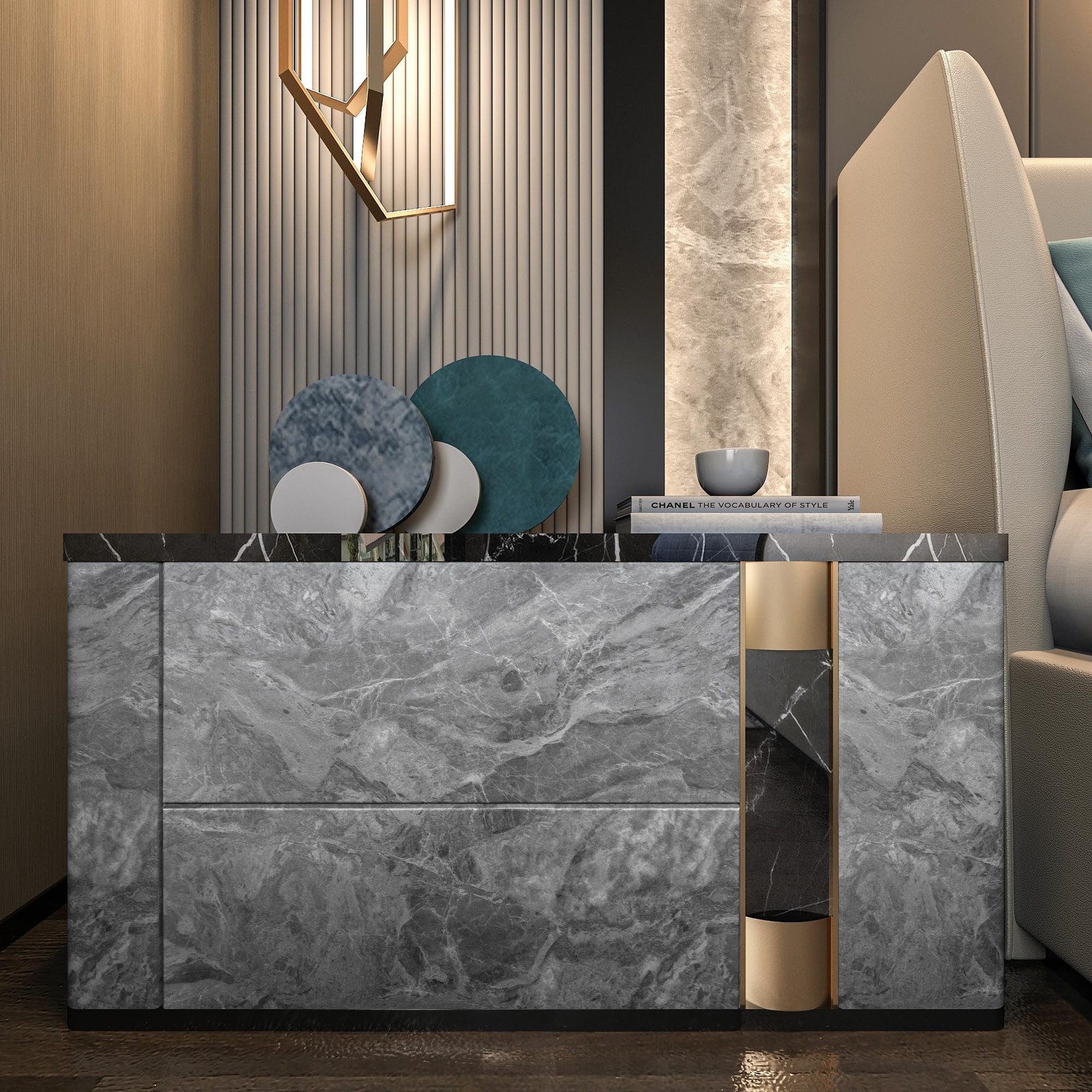 TOTIO 24x354inch Gray Marble Contact Paper Textured Grey Granite Wallpaper Pe…