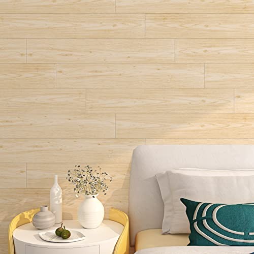 6″x36″ Peel and Stick Wood Planks for Box of 5 Tiles Natural Light Wood Grain