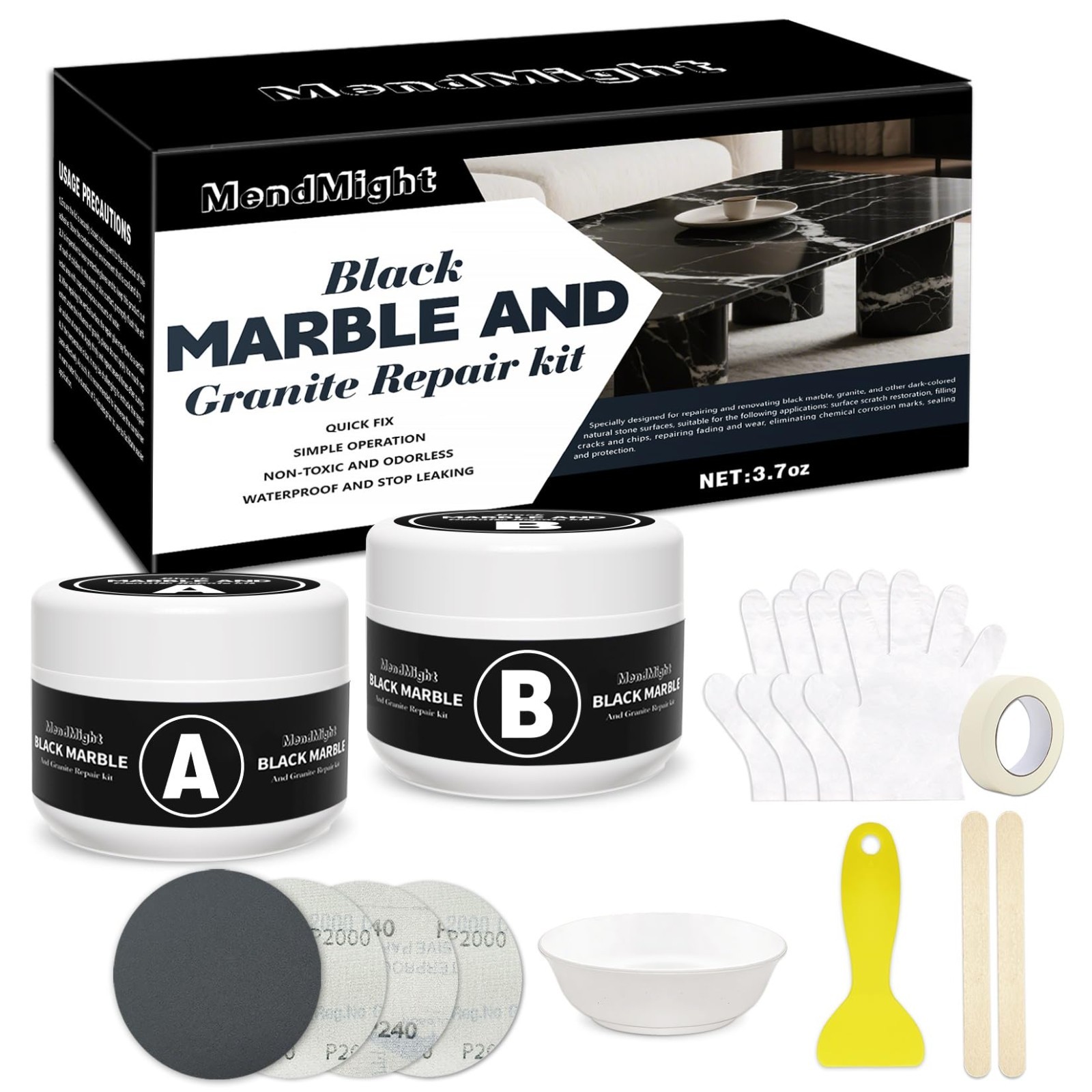 Quartz Countertop Repair Kit – Fix Chips, Cracks & Scratches on Marble, Tile & S