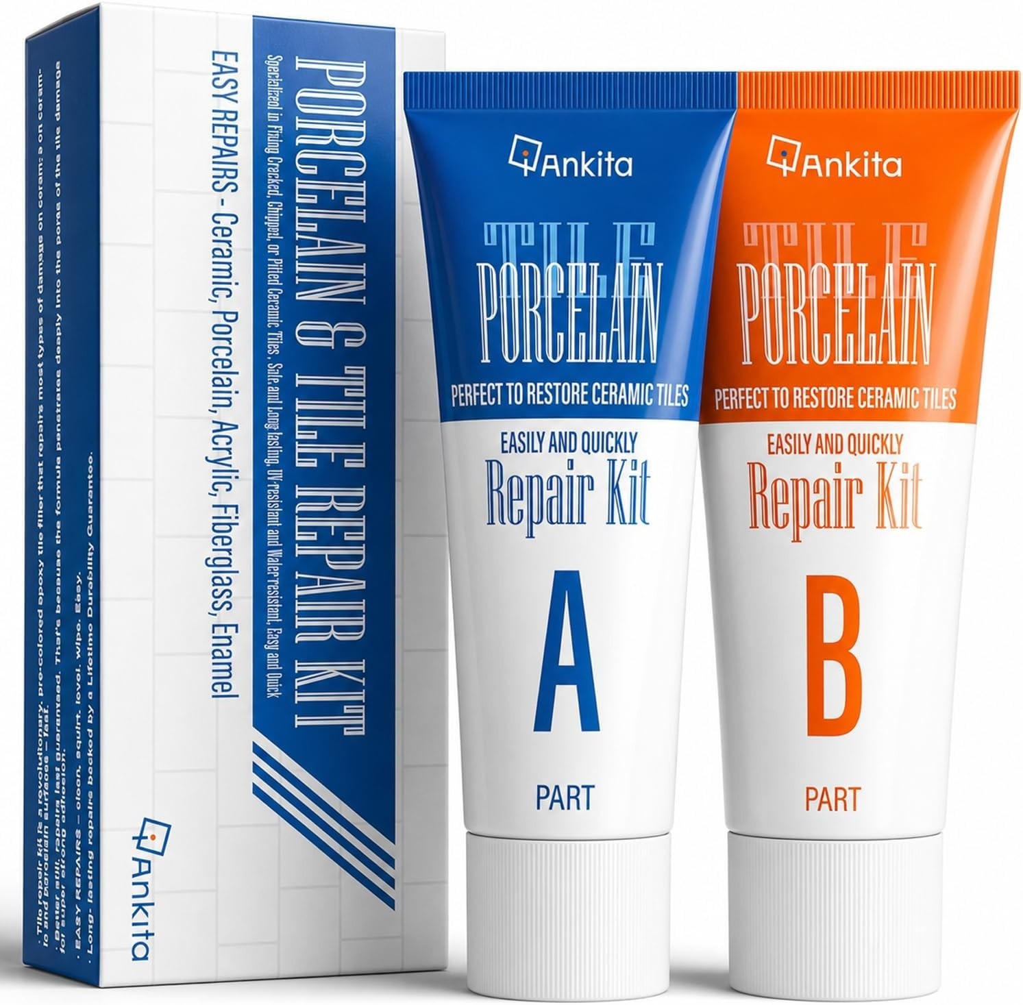 Tile Repair Kit (Pure White), Ceramic & Porcelain Tile Chip Repair Kit with Supe