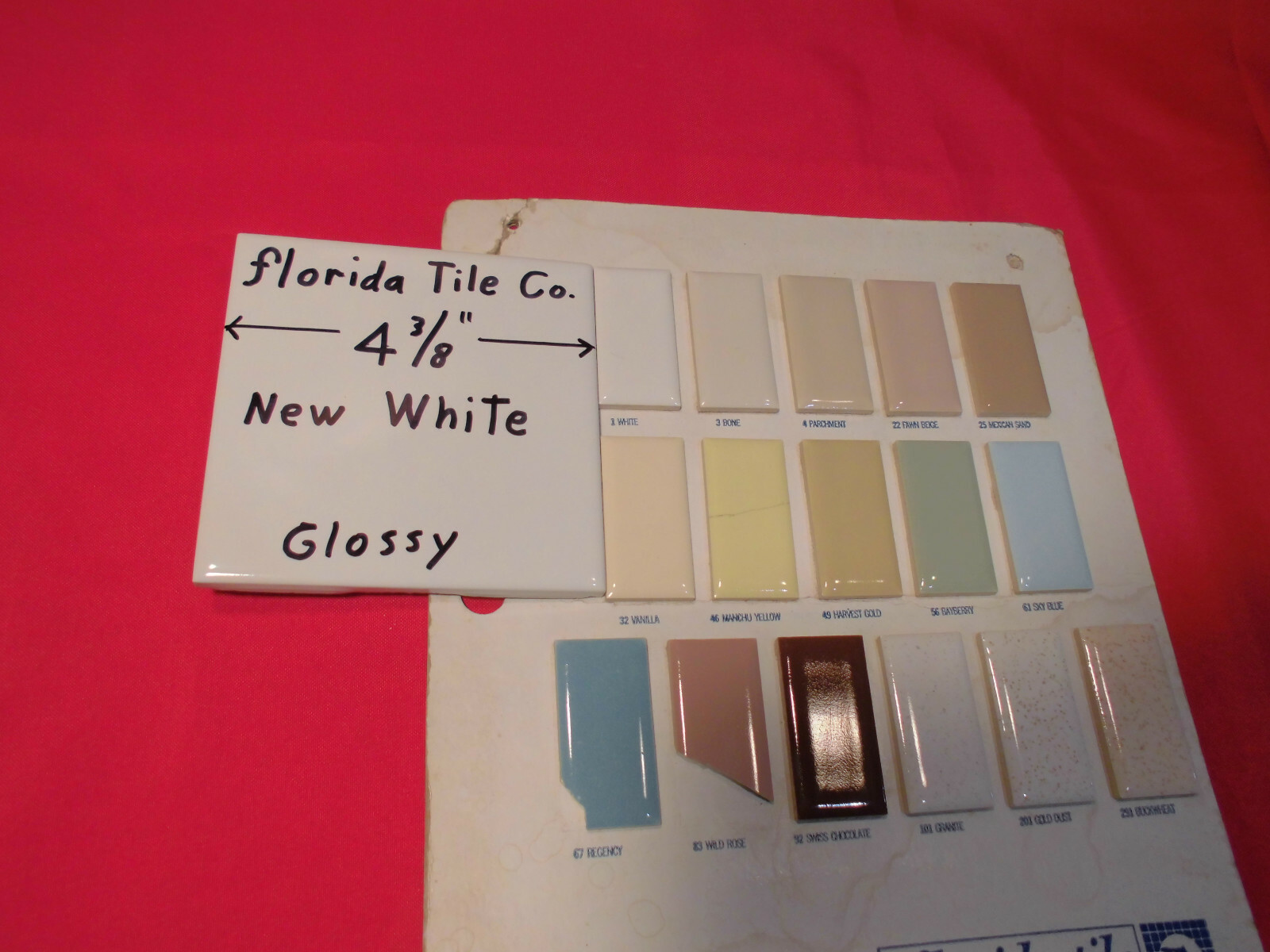 1 pc. 4-3/8″ *New White #100* Glossy Ceramic Wall Tile by florida Co. NOS