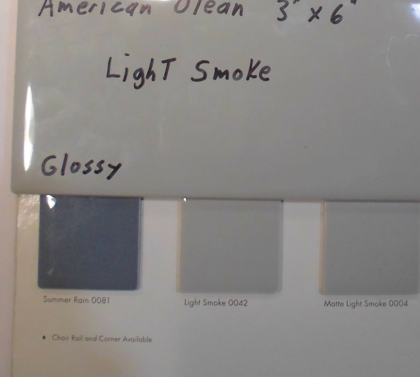 1 pc. Light Smoke Gray: 3″ X 6″ Glossy Ceramic Tile by American Olean Co. NEW