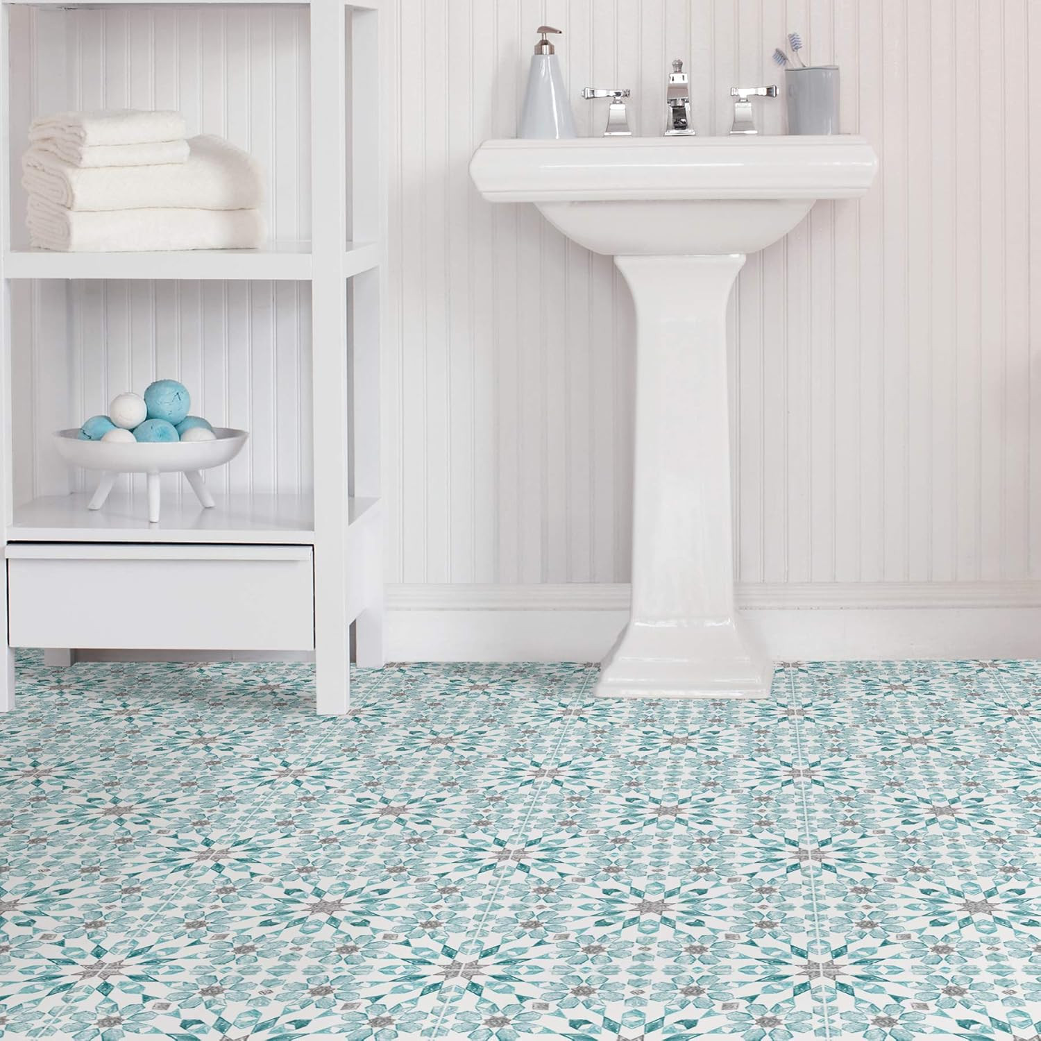 FP2949 Radiance Peel & Stick Floor Tiles, Blue