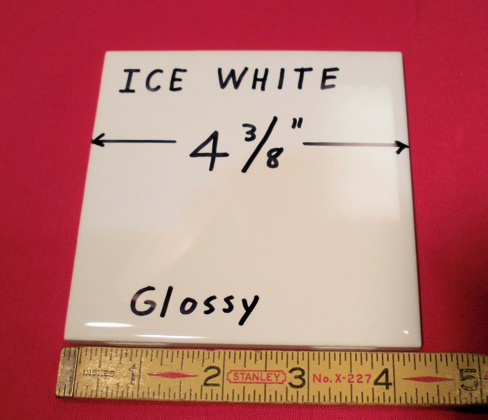 1 pc. 4-3/8″ *Brilliant Ice White* Glossy Ceramic Tile…Clean New Tiles