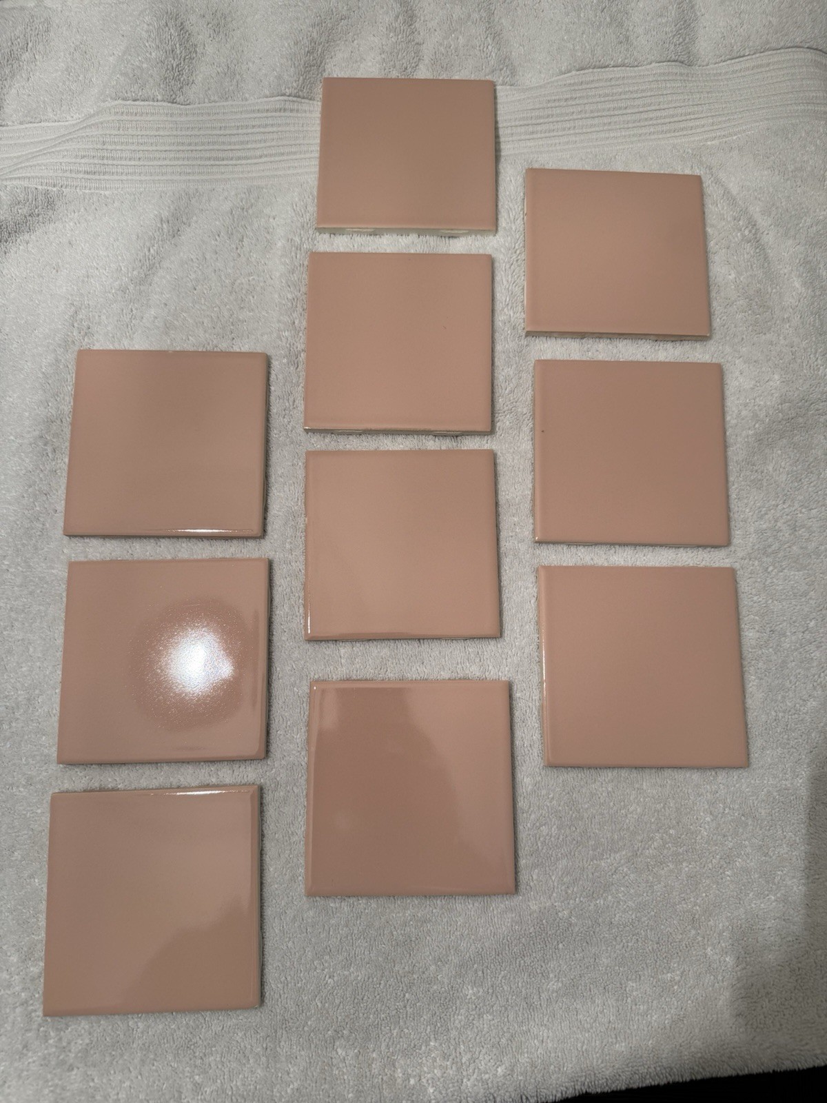 Lot 10 Tiles -vintage MCM Romany Tiles Glossy USA 4-1/4″ Pink tile New Old Stock