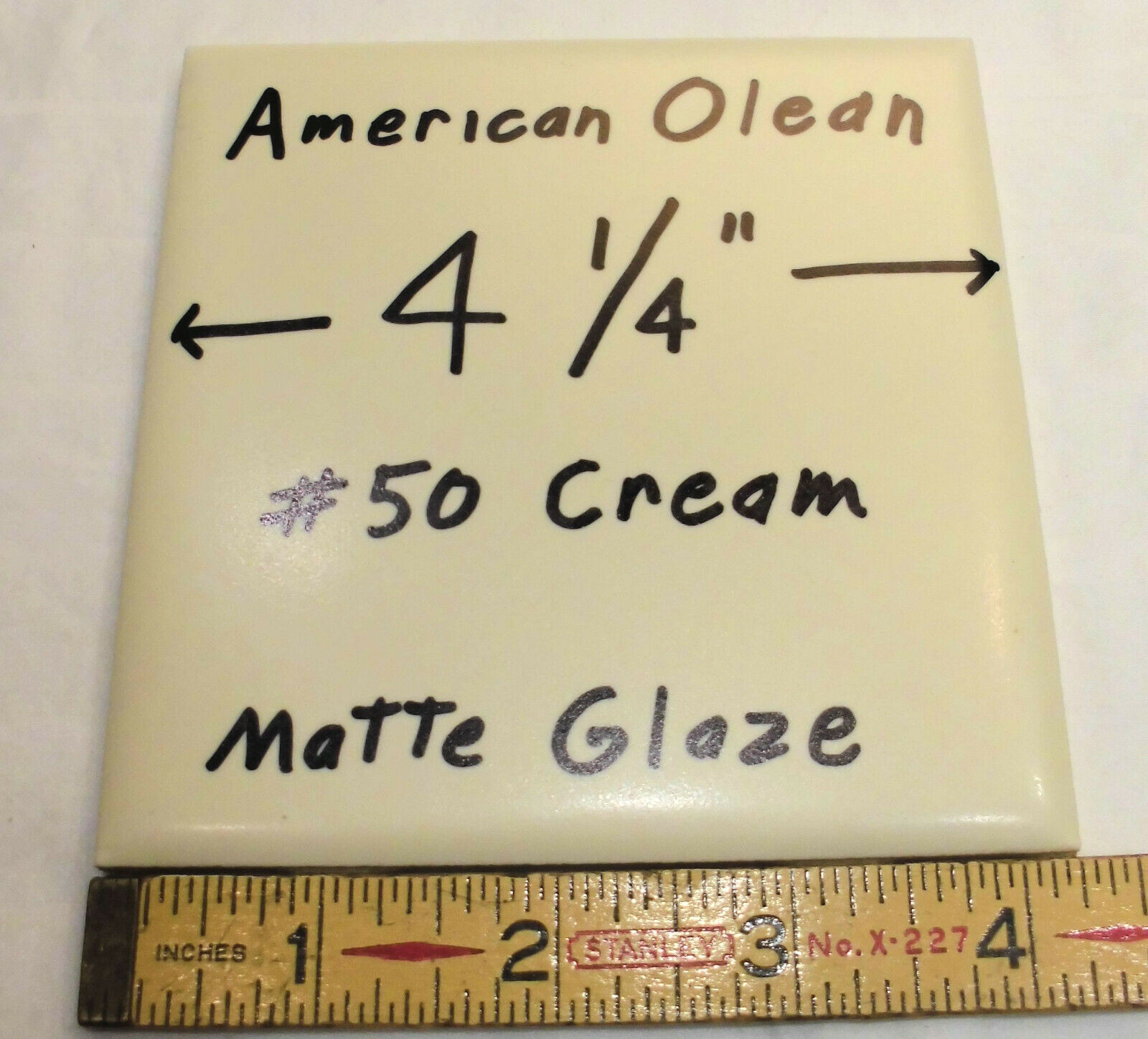 6 pcs. Vintage 4-1/4″ Matte Ceramic Tiles; by American Olean, A Soft Cream Color