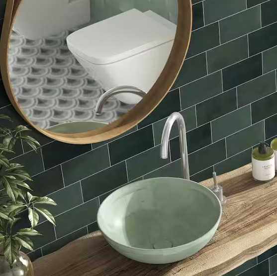 Sunwings Green Peel & Stick Backsplash Wall Tile 6×3 Handmade Look 100-Pack