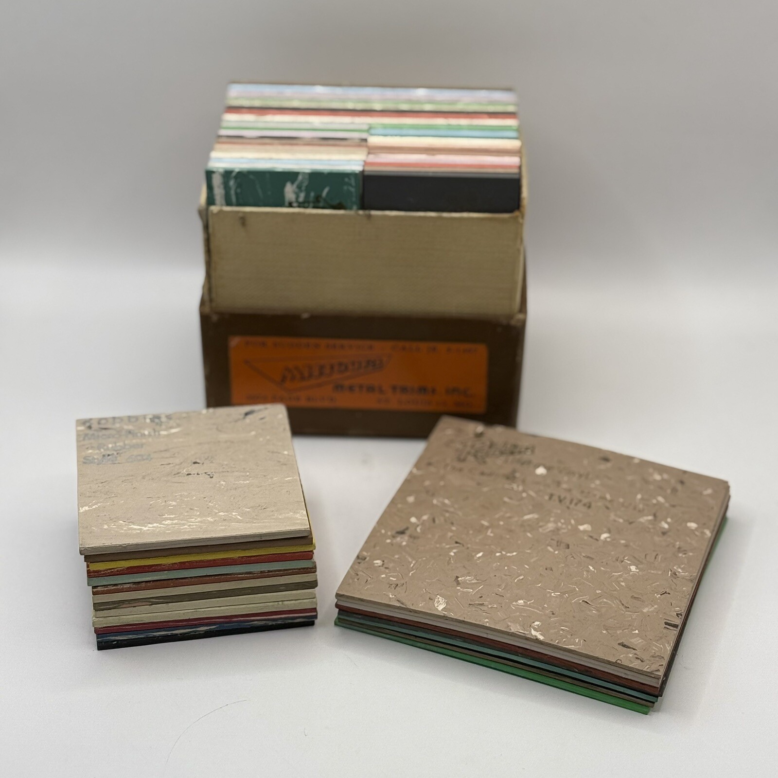 VTG 1950s Robbins Rubber & Vinyl Tile 54 Pieces Mixed Sizes Salesman Samples