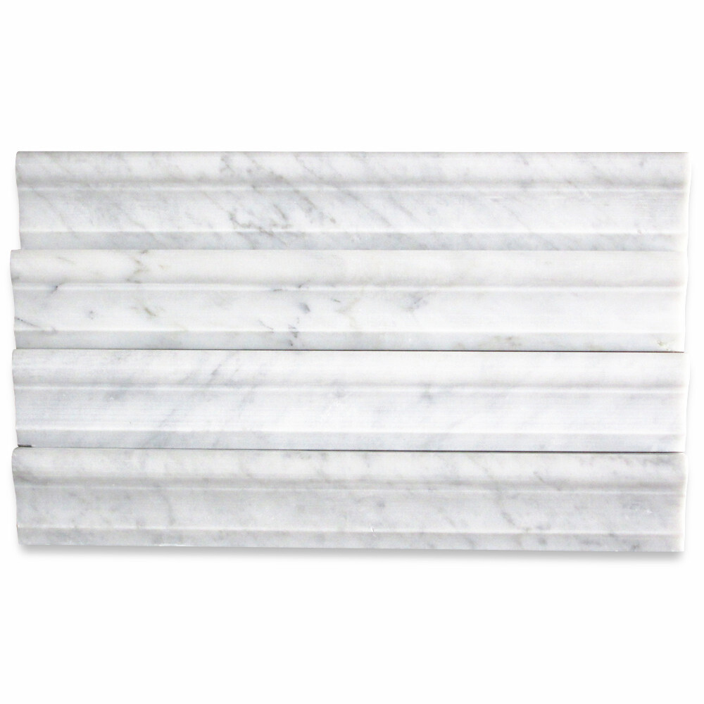 C13P Carrara Marble Venato Carrera Chair Rail Trim Molding Polished 2×12