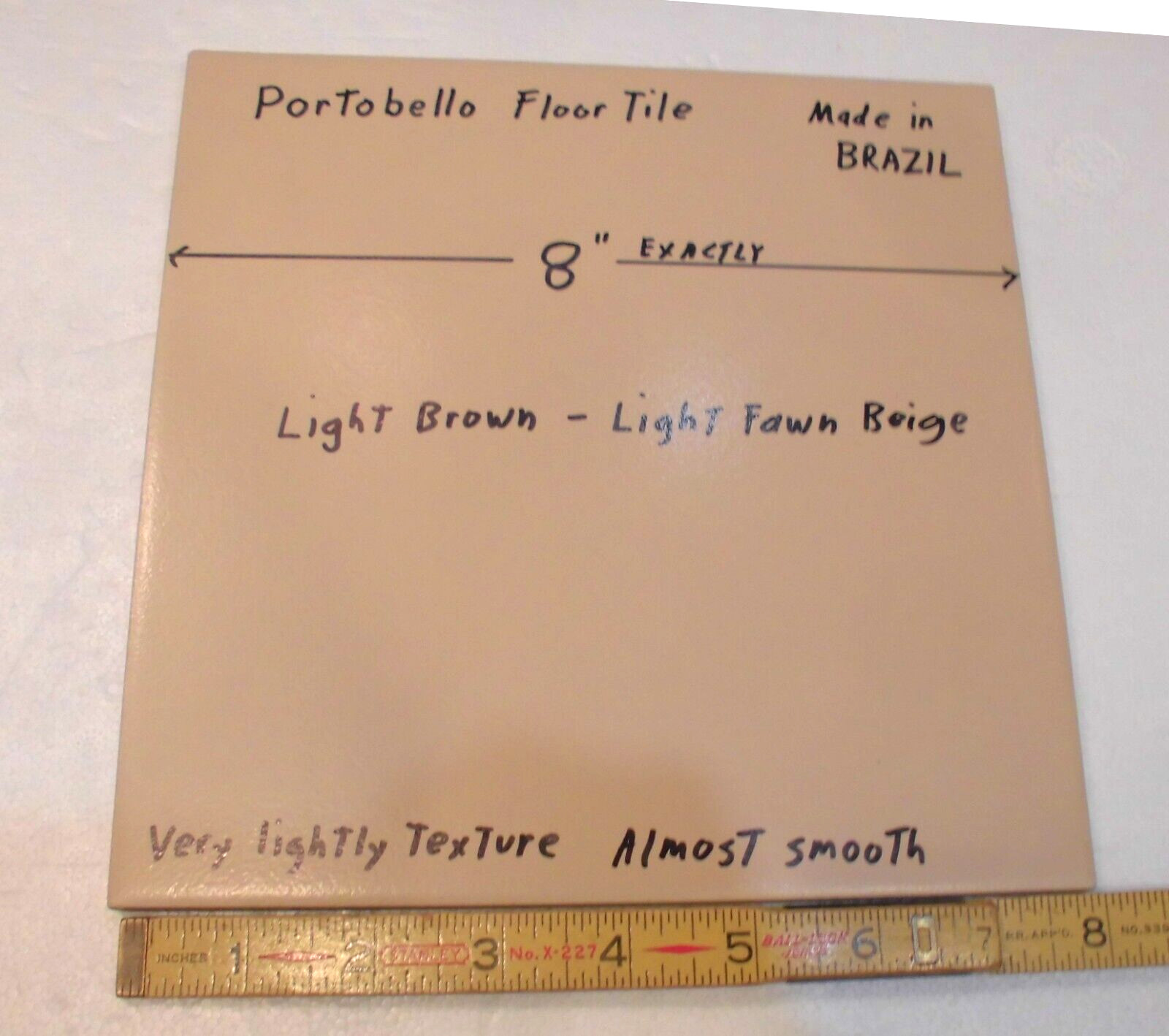 1 pc. Light Brown – Light Fawn Beige: Floor Tile 8″ X 8″ Smooth Matte Finish