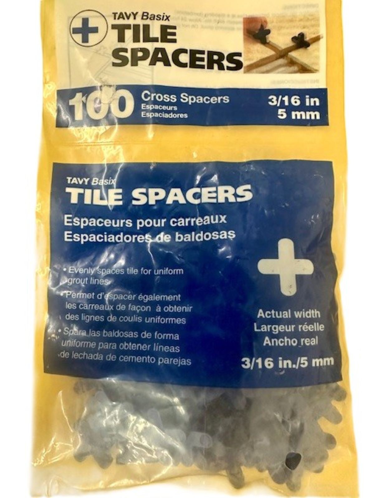 Tavy Basix Cross Tile Spacers 3/16in 5mm 100pc 1 Pack Brand New