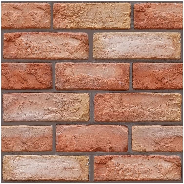 Unbranded Peel and Stick 3D Wall Panels-Faux Red Brick–Set of 9-11.81″ x 11.81″