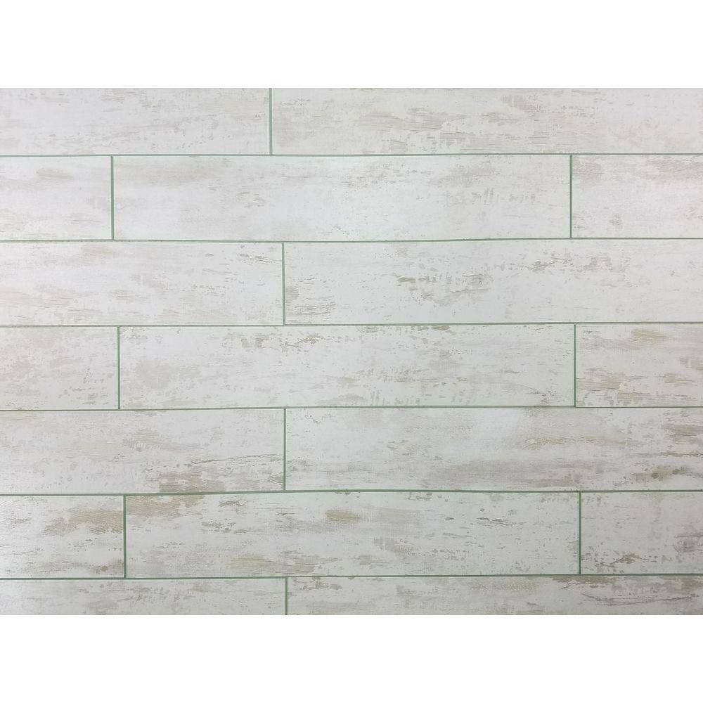 French Country Style White 3 In. X 16 In. Wood Look Glass Subway Wall Tile (20 S