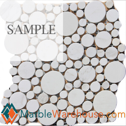 Olympus White Marble Mosaic Polished Circle Random + Free Shipping