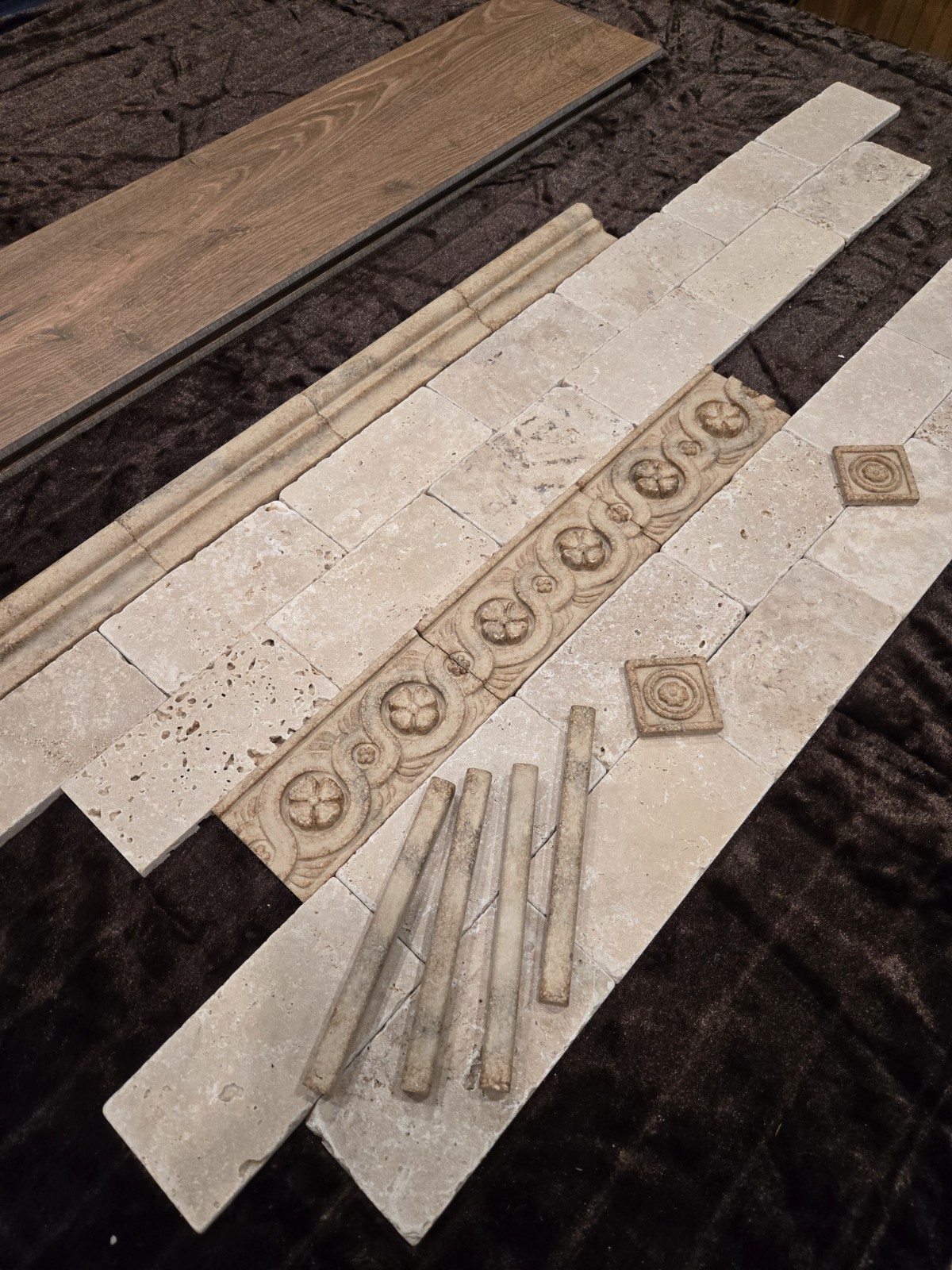 Italian tile border Looks Like Travertine Ivory Chiaro Tumbled Stone Marble Look