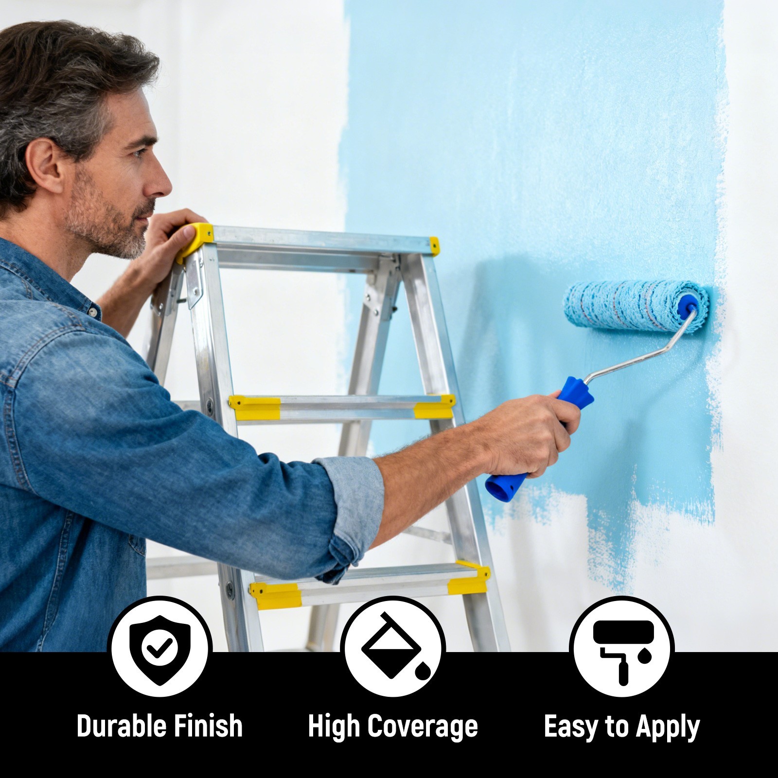 Epoxy Floor Paint Kit – Acrylic Concrete Coating for Garage Living Room 1 Gallon