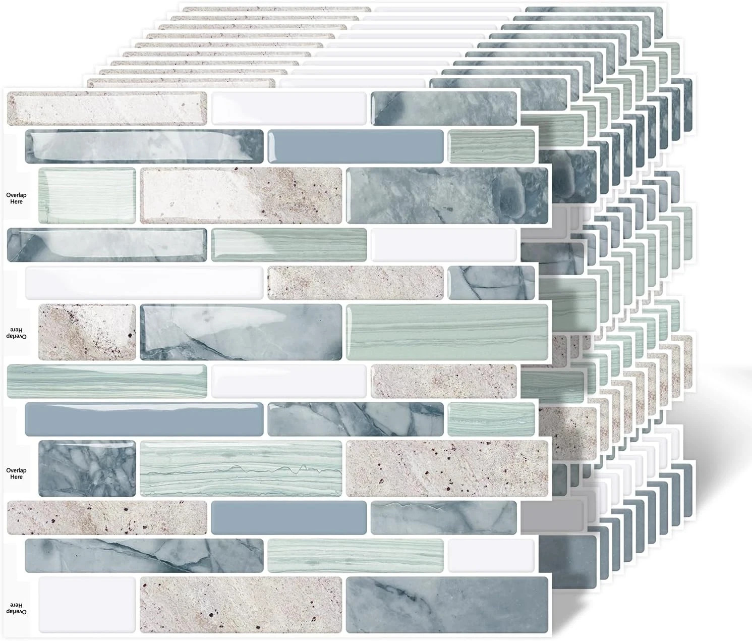 10 Sheet Peel and Stick Backsplash Tiles, 12 X 12 Inch Sage Green Self Adhesive