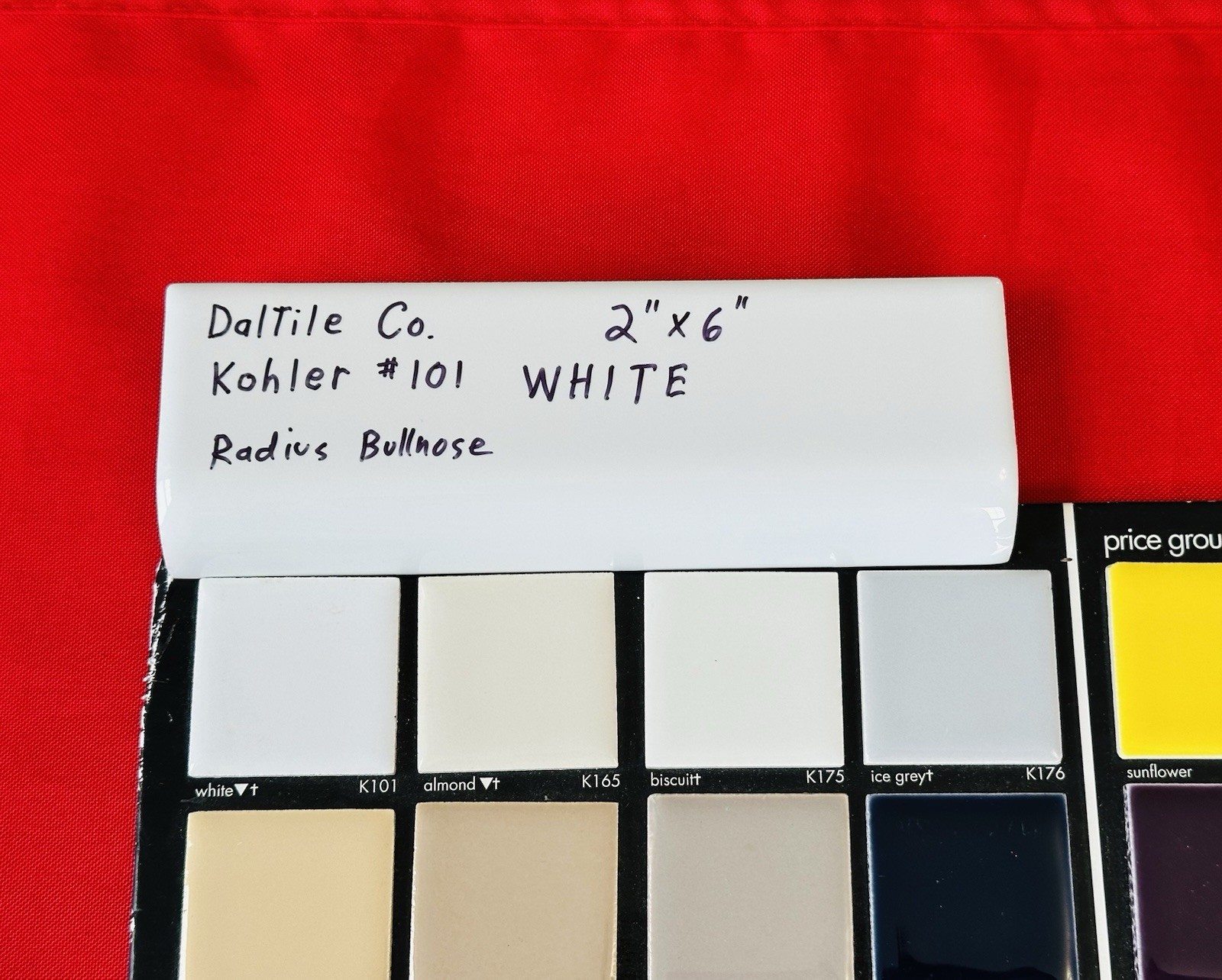 Kohler #101 White: 2″ x 6″ Ceramic Tile, Mud Cap Bullnose Radius Trim Edge, NEW