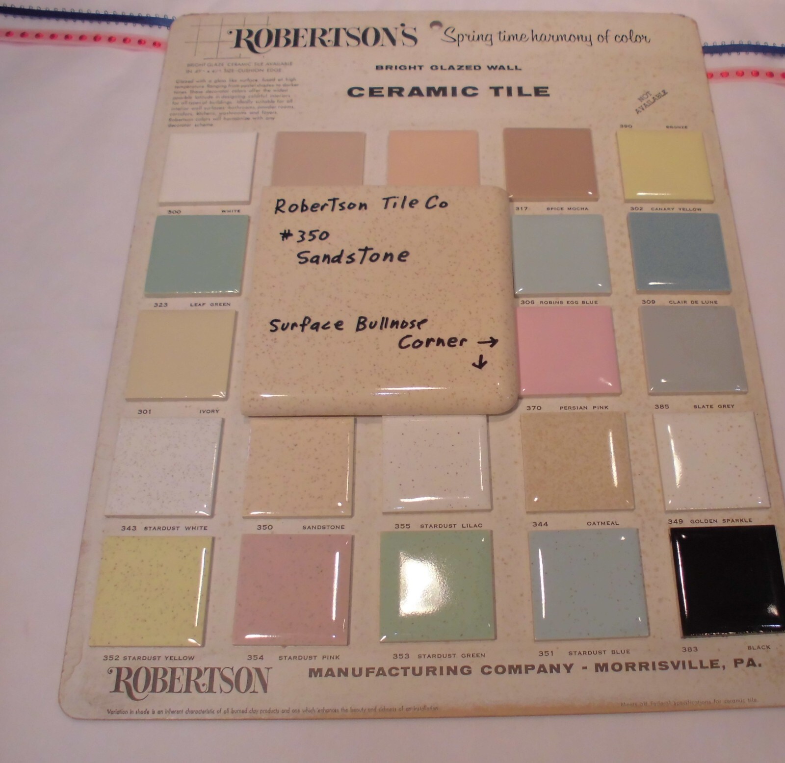 1 pc. Sandstone / Buckwheat: Glossy Ceramic Corner Bullnose Tile by Robertson Co