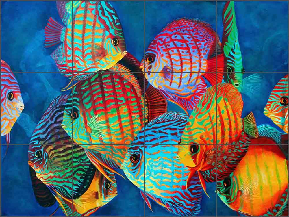 Fish Tile Backsplash Hadjis Tropical Sea Life Art Ceramic Mural MHA021