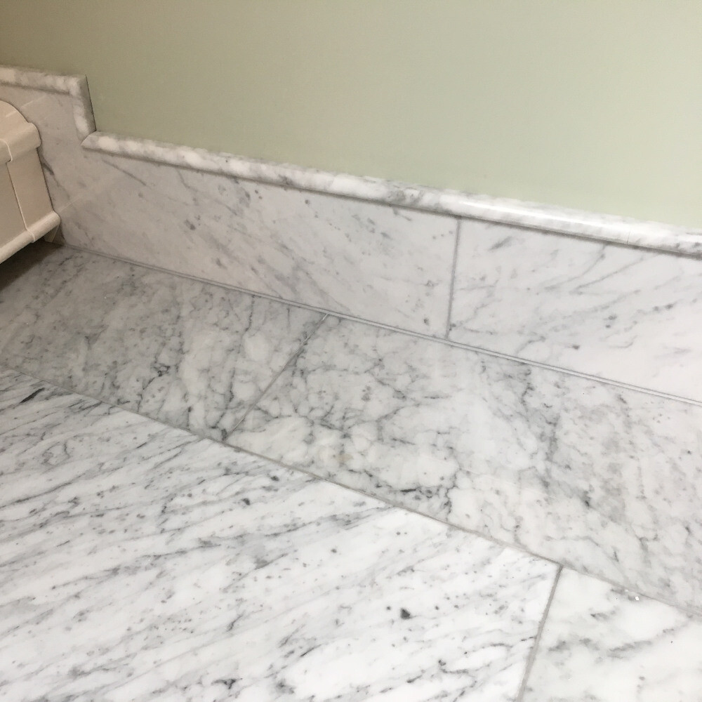 C18P Carrara Marble Pencil Liner Trim Molding Venato Carrera Polish 3/4×12