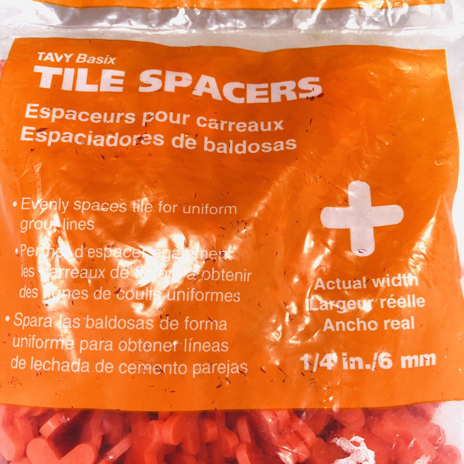 Tavy Basix Cross Tile Spacers, 1/4in- 6mm, 500 Pc. Pack Plastic Tiling Tool New