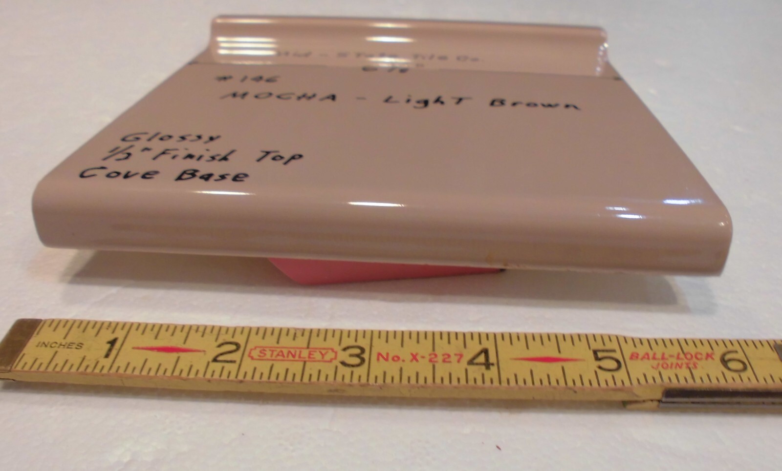 1 pc. Vintage Glossy *Mocha- Brown* 6” X 6” Ceramic Cove Base Tile by MID-STATE