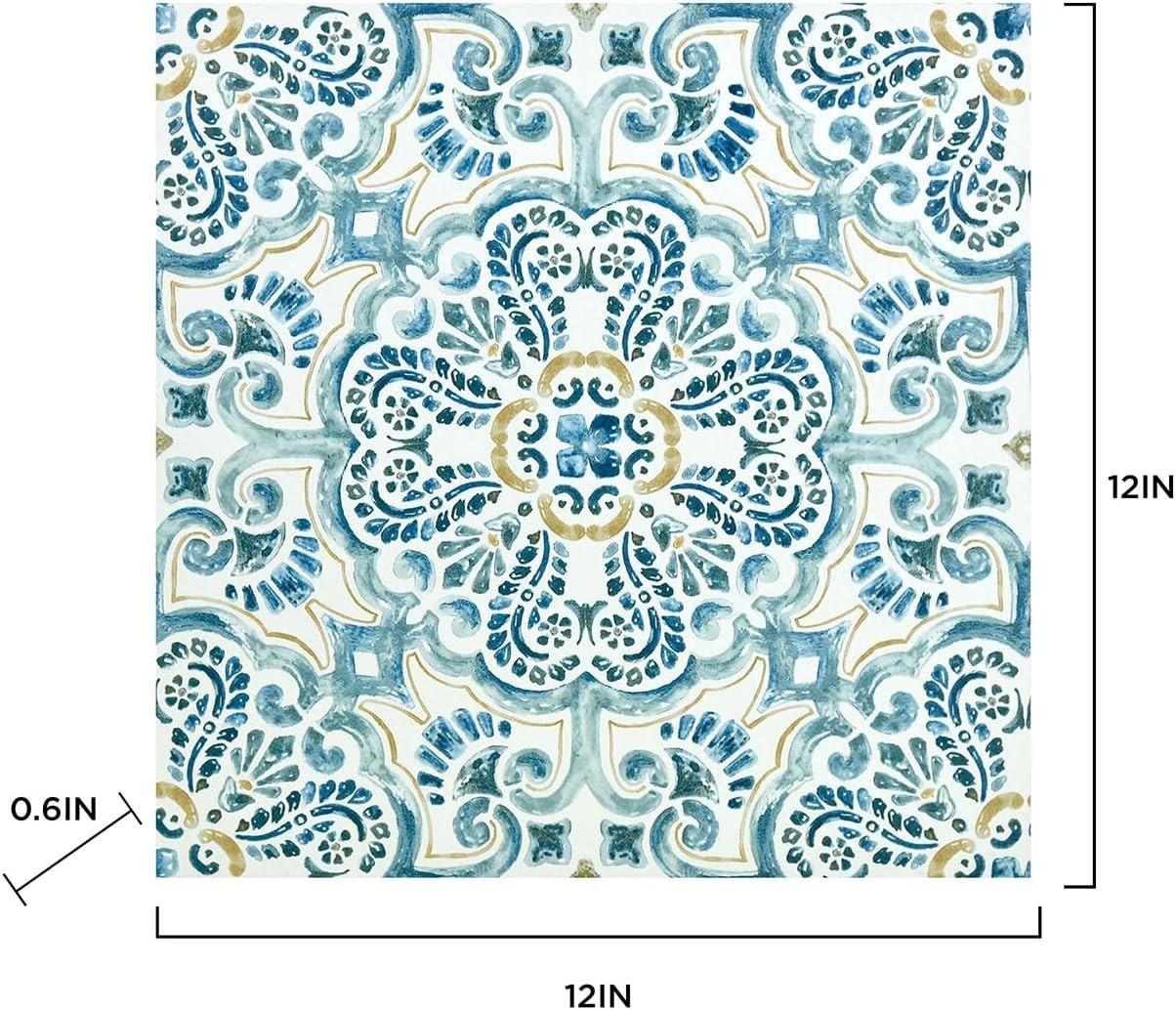Transform Your Floors with Fontaine Blue Peel & Stick Vinyl Tiles, 12×12 inches