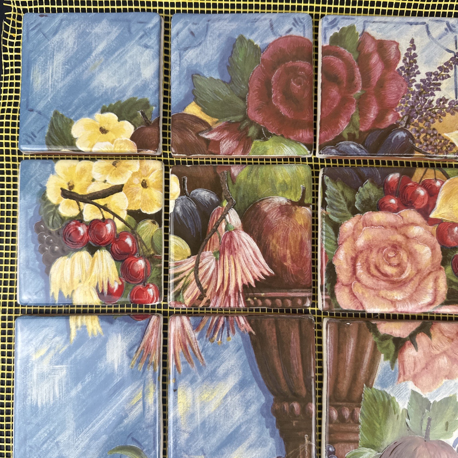 16″x20″ 20pc 3.75″ Ceramic Clay Tile Mosaic Mural Fruit Floral Backsplash