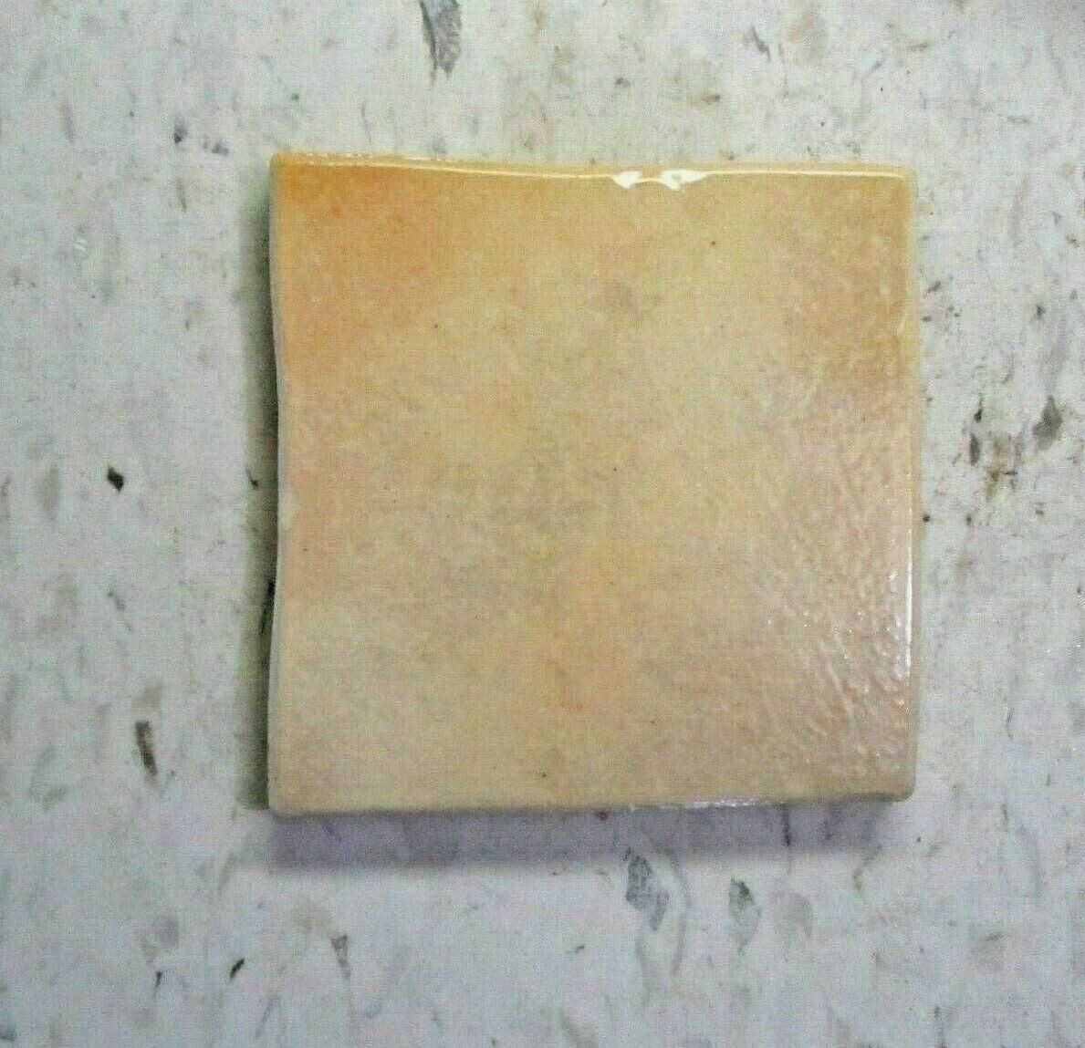 1 Floor Tile Italy Gloss Beige Roughly 3-7/8″ Sq. Porcelain MCM Made Imperfect