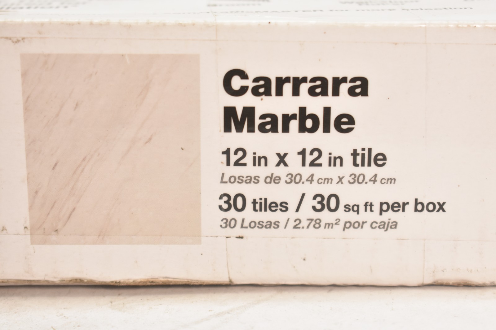 Trafficmaster Peel & Stick Tiles 30 Pack Carrara Marble 12″ x 12″ Vinyl White