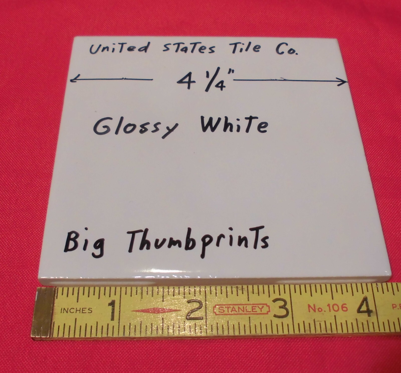 1 pc. Gloss Ceramic Tile *Bumpy Bright White* 4-1/4″ United States Tile Co. NEW