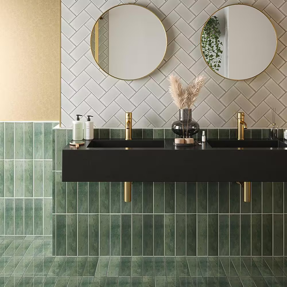 Typhoon Green 3 In. X 18 In. Subway Gloss Porcelain Wall and Floor Tile (10.76 S