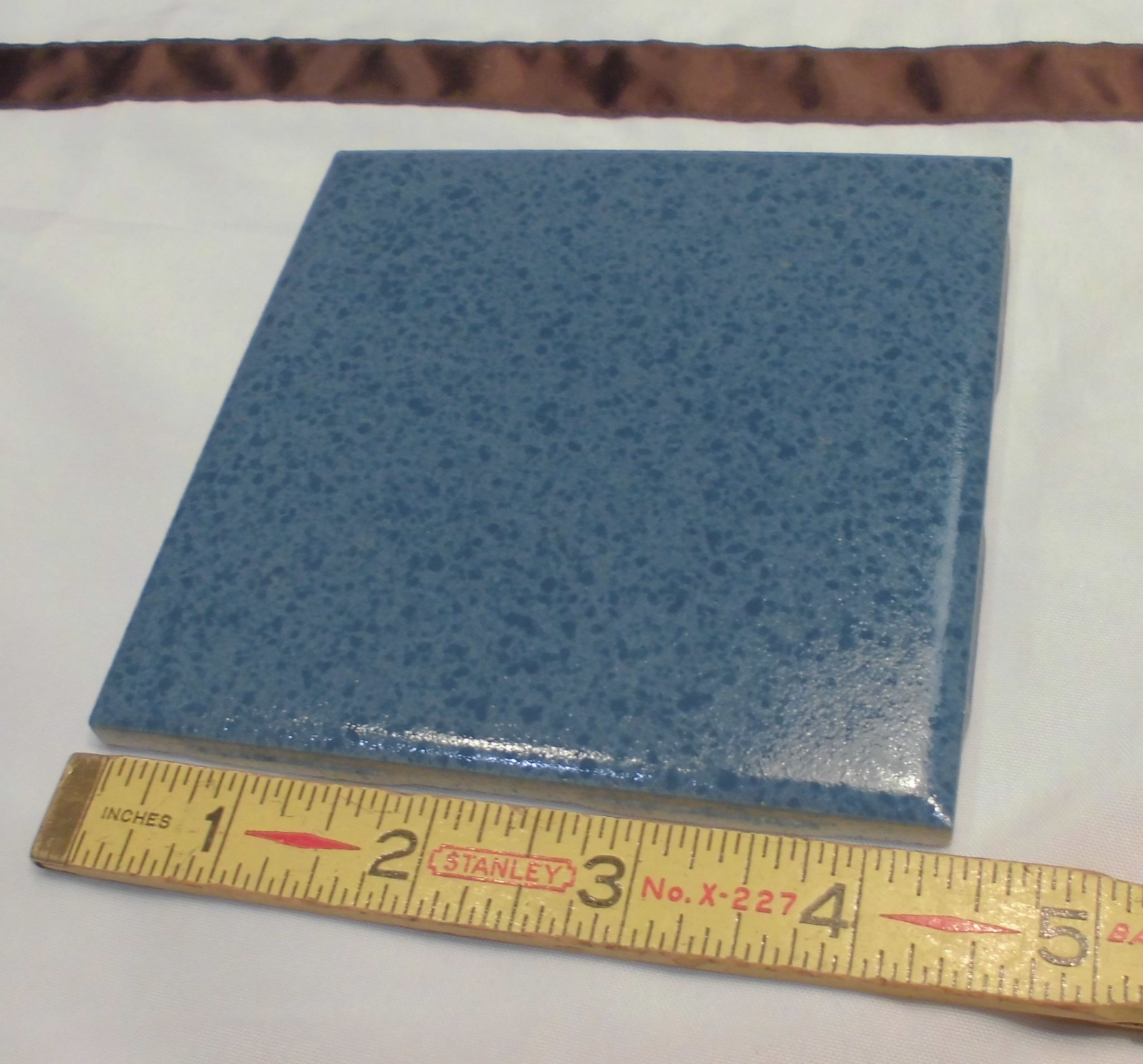 1 pc. *Thunder Blue* Matte Ceramic Tiles 4-3/8″ Crystal Glazed by M.C.T. NOS