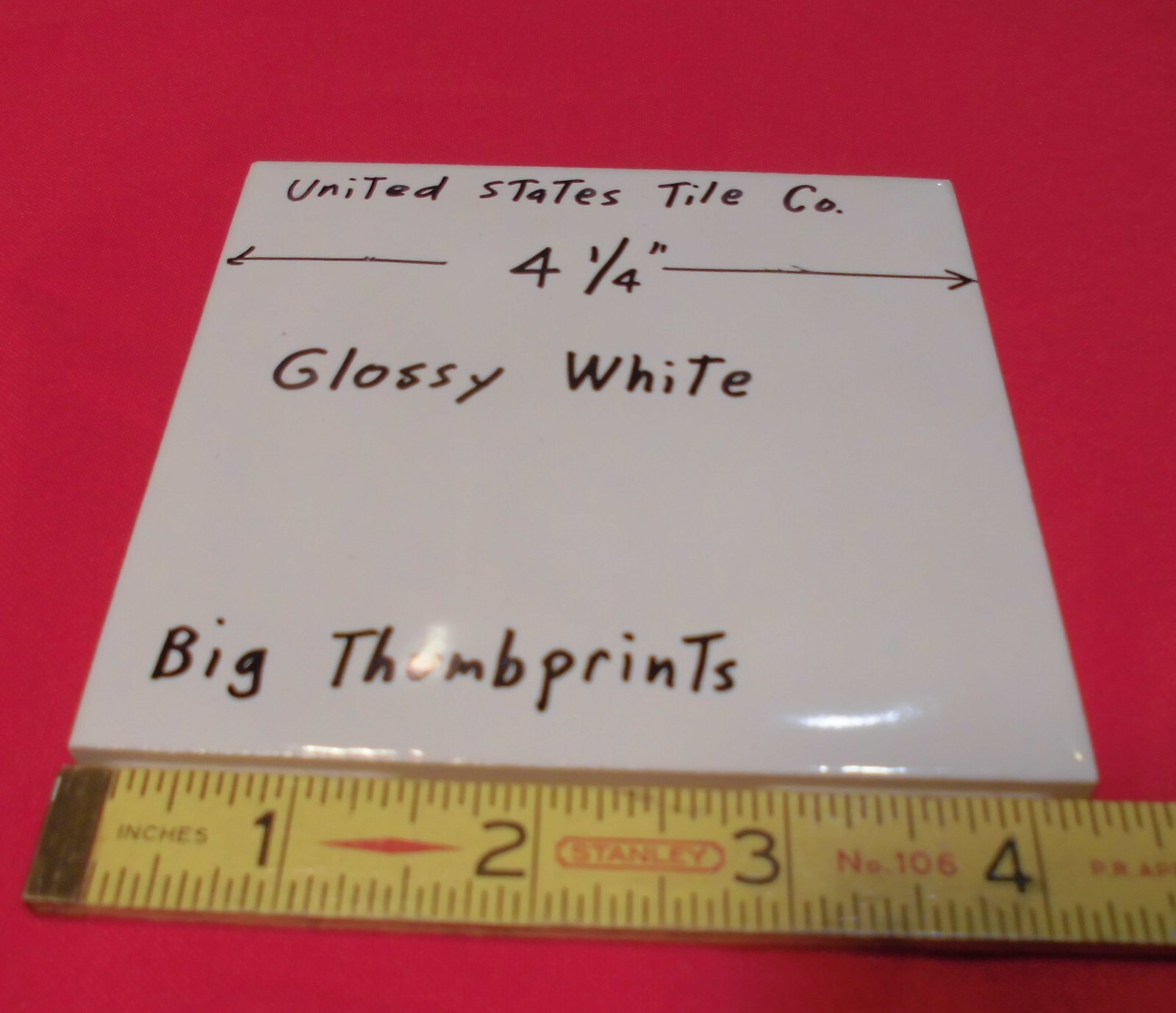 1 pc. Gloss Ceramic Tile *Bumpy Bright White* 4-1/4″ United States Tile Co. NEW