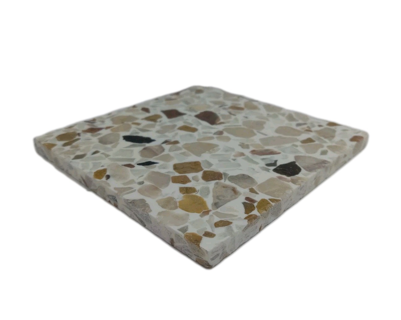 Fritztile Terrazzo Mini Floor Tile Single Sample R682011 Hefeweizen (Yellow Tan)