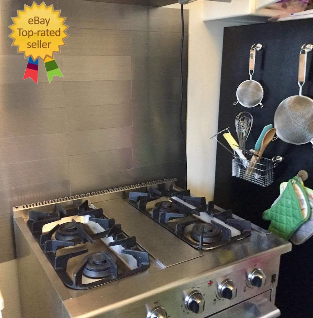 4″ X 12″ Peel and Stick Stainless Steel Metal Backsplashes for Kitchen (30 Pack)