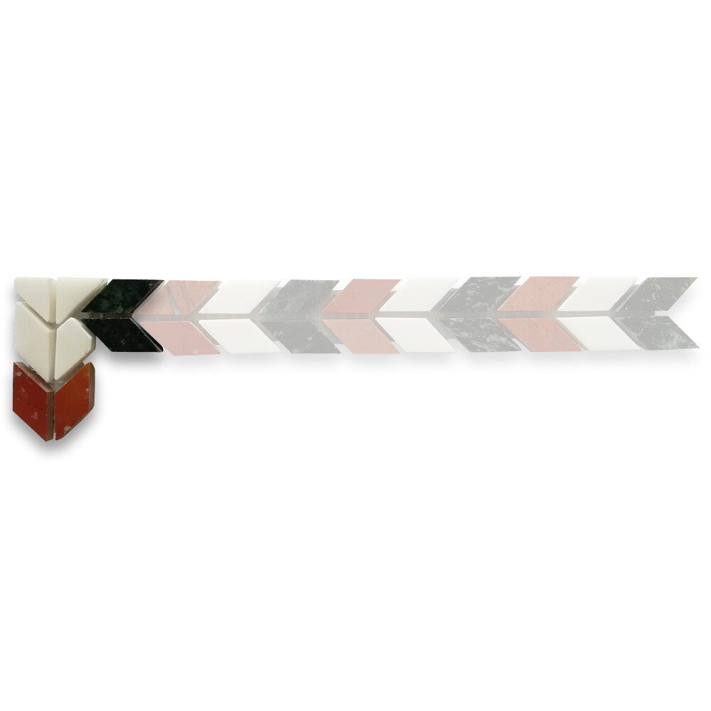 B0003CP Marble Mosaic Border Deco Accent Tile Arrow Rojo 2.1×2.3 Polished