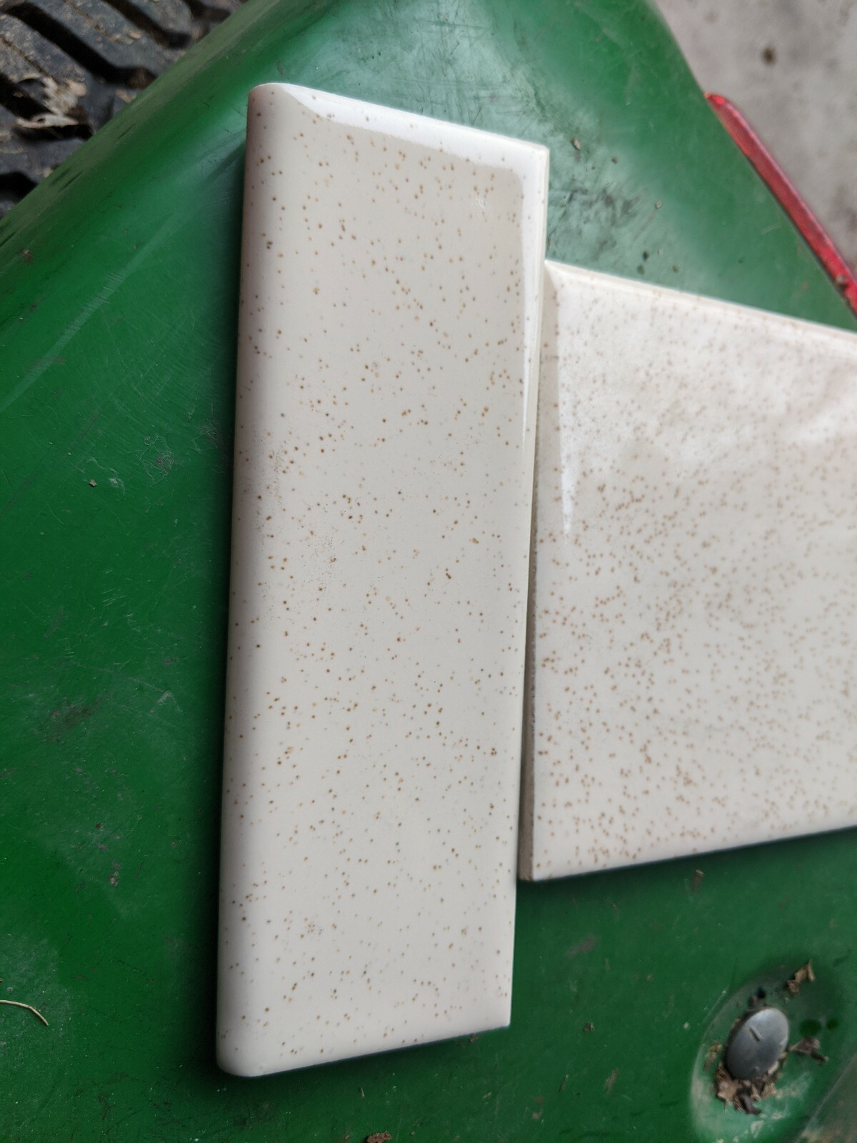 2 pieces S4269 2×6 Ceramic Tile AO 46 Buckwheat Brown Speckled thinset bullnose