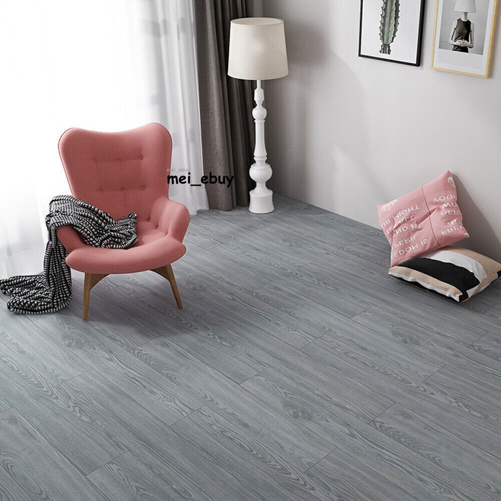 36PCS Gray 54 ft² Nonslip Floor Tiles Self-adhesive Vinyl PVC Flooring Planks