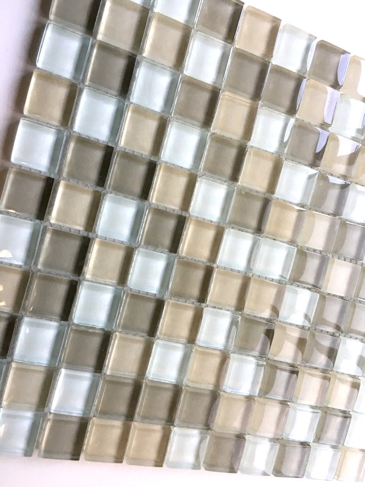 1X1 Palm Beach Blend Glass Mosaic Tile Glossy Backsplash Wall Spa Shower